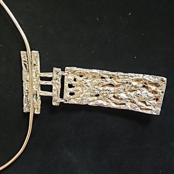 Vintage brutalist Sterling silver chunk river bark  hand-made necklace - Picture 3 of 11